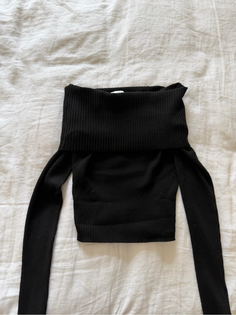 Princess Polly Black Off-the-Shoulder Ribbed Knit Sweater